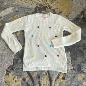 Girls Pink Rose sweater new w/out tags, never worn Sz 14, heart embroidery